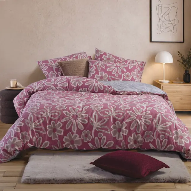 Σετ Σεντόνια King Size με Λάστιχο 4 Τεμαχίων Nef-Nef Harmony Bordo 180x200+35
