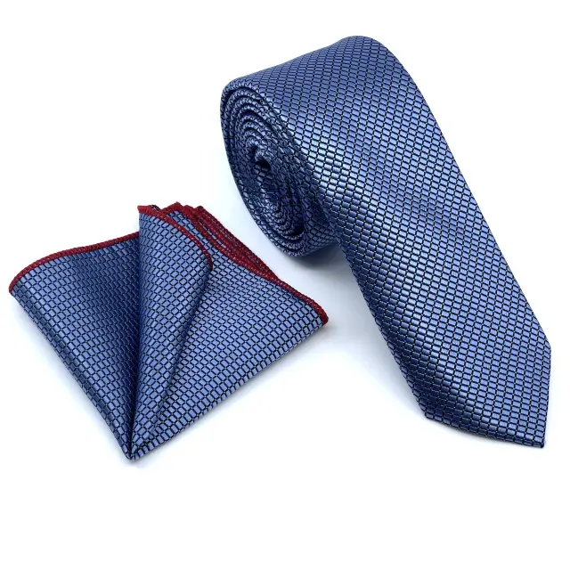 Σιέλ Σχεδιαστική Γραβάτα Microfiber Σετ με Μαντηλάκι