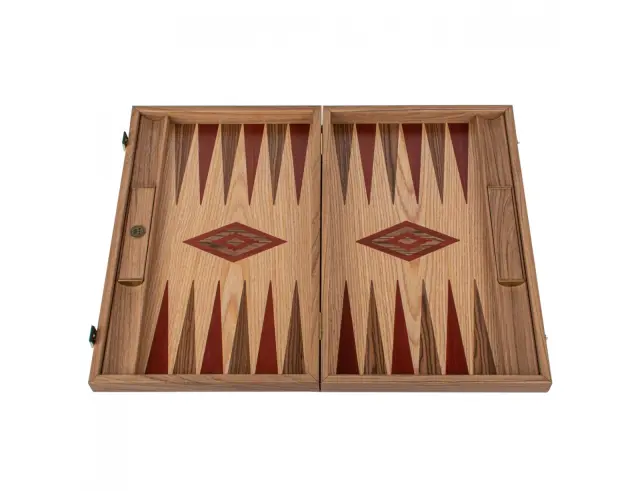 Σετ Χειροποίητο Τάβλι Classic Oak & American Walnut Manopoulos με υποδοχές για πούλια και διαστάσεις 48x30cmBKD1RED 3