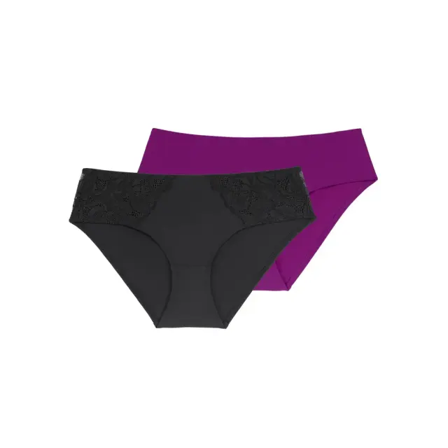 DORINA Γυναικείο Slip Ara Brief - Διπλό Πακέτο, Χρώμα Μαύρο-Φούξια - S