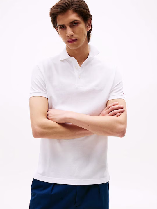 Tommy Hilfiger Aνδρική Μπλούζα Polo Λευκή Άσπρο
