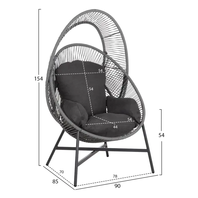 ΠΟΛΥΘΡΟΝΑ-ΦΩΛΙΑ FB96506.01 ΓΚΡΙ ΜΕΤΑΛΛΟ-P.E.RATTAN-ΜΑΞΙΛΑΡΙΑ 90x85x149Υεκ 2