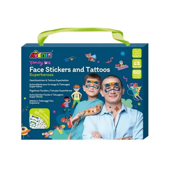 Avenir Face Stickers & Tattoos Superheroes – Σετ Tattoos & Αυτοκόλλητων Προσώπου (3+)