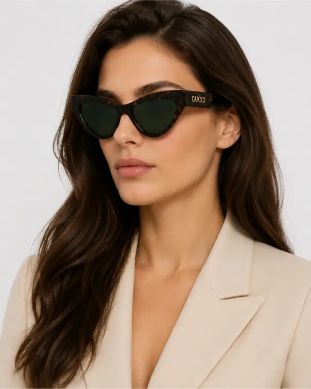 Gucci GG1294S 004 Γυναικεία Havana Cat-Eye Γυαλιά Ηλίου με Πράσινους Φακούς - 57-14-130 3
