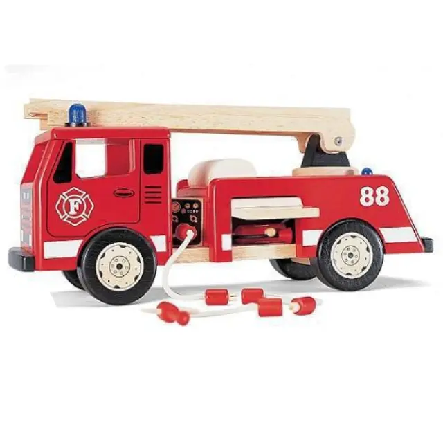 Pin Toys Ξύλινο 'Πυροσβεστικό όχημα', από μασίφ καουτσουκόδεντρο 3