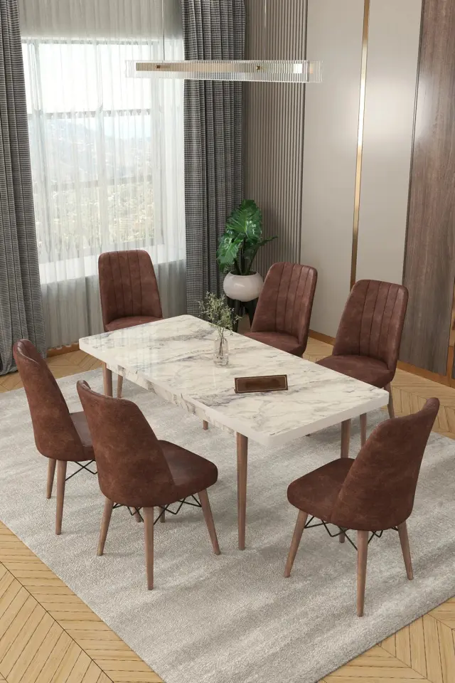 Σετ Τραπεζαρίας 6 Ατόμων Επεκτεινόμενο 80x130cm 3