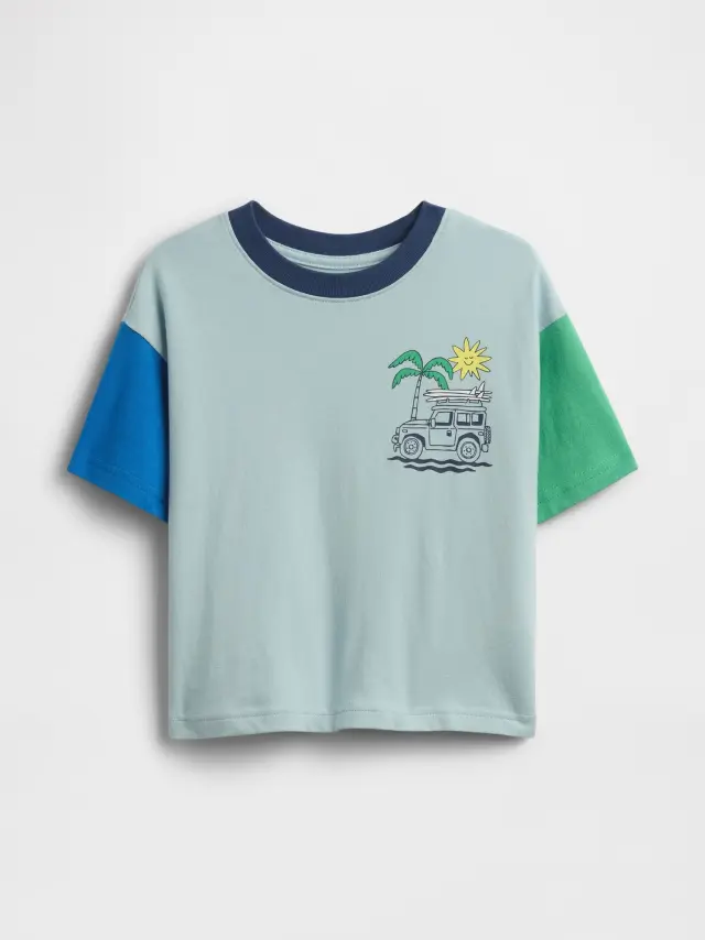Βρεφική & Νηπιακή Μπλούζα Oversized με Σχέδια Sail blue
