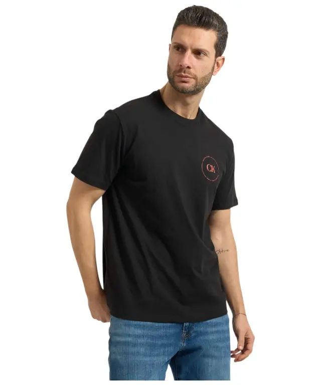 Calvin Klein - Ανδρικό T-shirt Linear Logo Regular Fit LV04RF801G-UB1 Μαύρο 3
