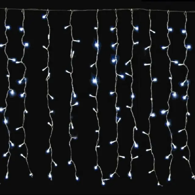 200 LED Κουρτίνα Με Επέκταση Διάφανο Καλώδιο Λευκό LED IP44 31V 2x1m