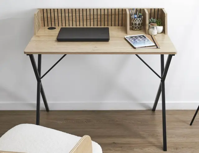 Γραφείο Klaus Home Deco Factory με 2 διαμερίσματα αποθήκευσης και διαστάσεις 90x50x84.5cm HD0380FS 2
