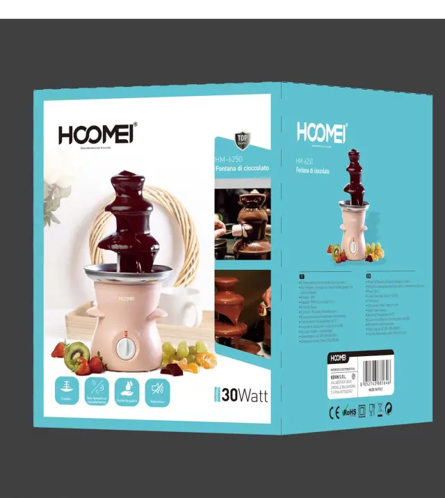 Hoomei Fondue Συντριβάνι Σοκολάτας 30W με 4 Επίπεδα Ασημί HM-6250 2