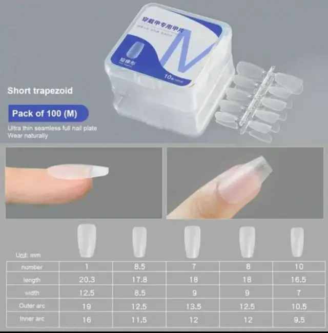 Tips νυχιών matte Short trapezoid- 100pcs