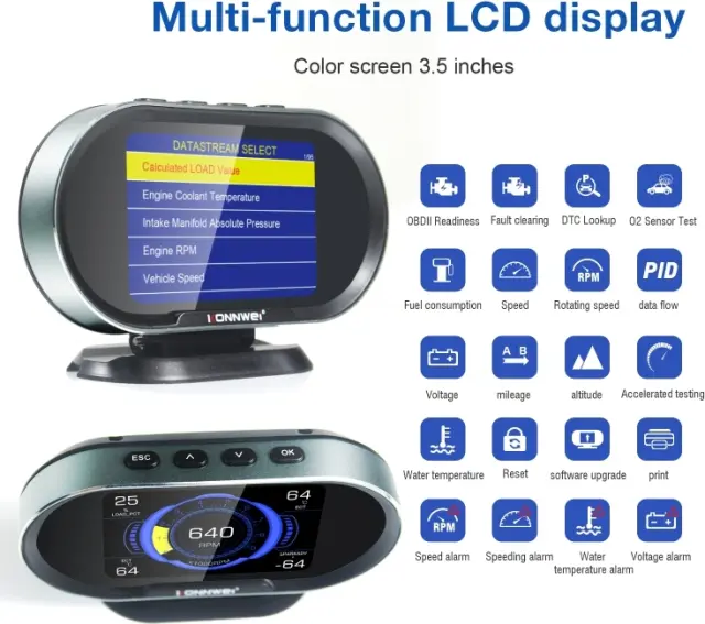 Konnwei ψηφιακό Head up display αυτοκινήτου OBDII KW206 2