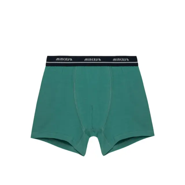 Minerva Παιδικό-Εφηβικό Boxer Αγόρι Plain - Διπλό Πακέτο, Χρώμα Πράσινο-Μπλε - 8 Y 2