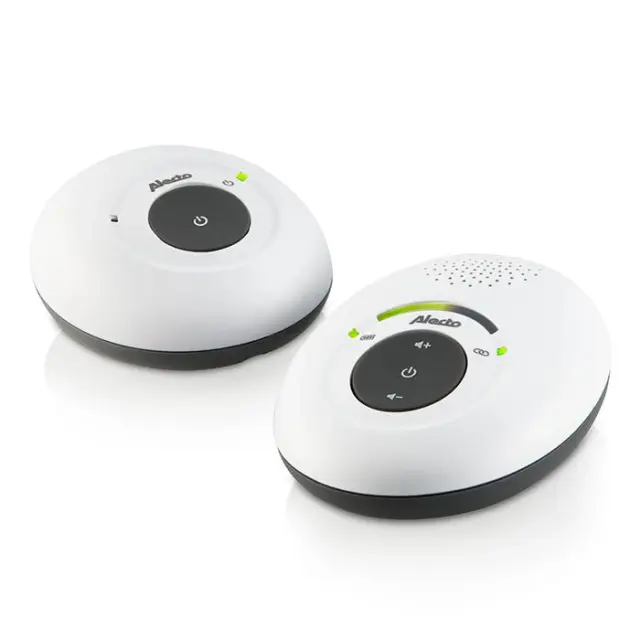 Full Eco DECT Ασύρματη ενδοεπικοινωνία (baby monitor) με δυνατότητα αμφίδρομης επικοινωνίας, σε λευκό / ανθρακί χρώμα.