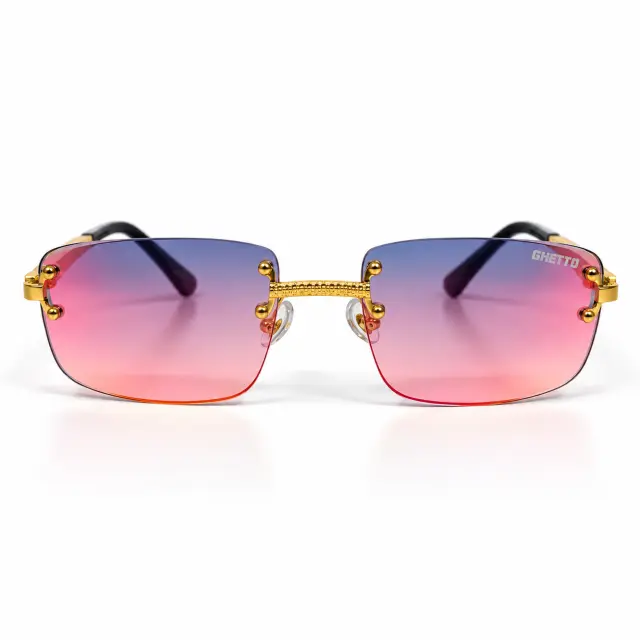 Ghetto Palette Sunglasses – Gold / Pink Blue Gradient