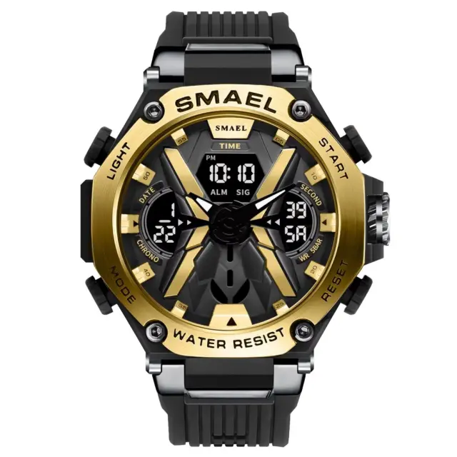 SMAEL Digital Watch Multi Function Sports Gold