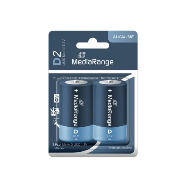 MediaRange Premium Alkaline Batteries Mono D|LR20|1.5V Pack 2 (MRBAT109)