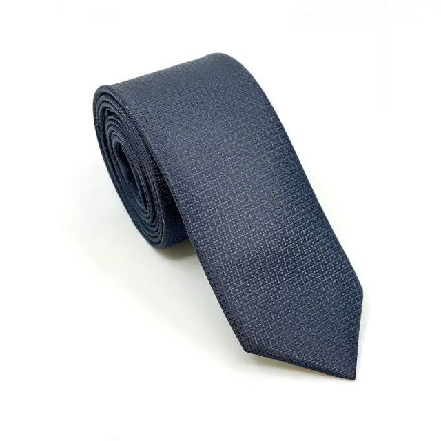 Μπλε Γραβάτα Microfiber Ζακάρ Σετ με Μαντήλι