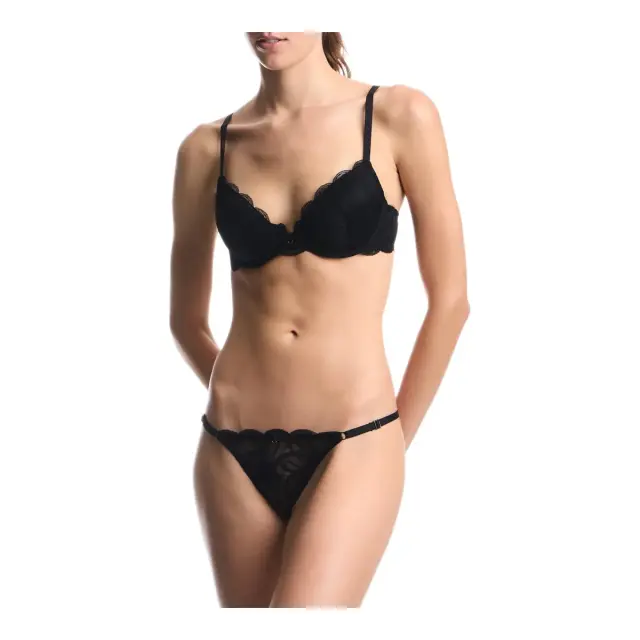 Emporio Armani Γυναικείο String με Δαντέλα, Χρώμα Μαύρο 2
