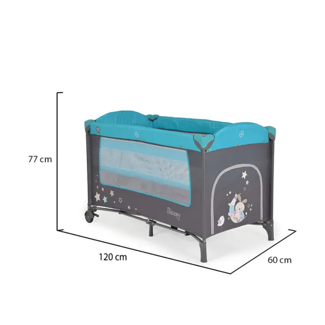 Moni Sleepy Παρκοκρέβατο 2 Επιπέδων με Αλλαξιέρα Turquoise 3