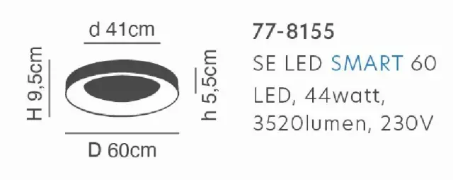 Φωτιστικό Οροφής Smart Λευκό 60x60x10εκ. 2