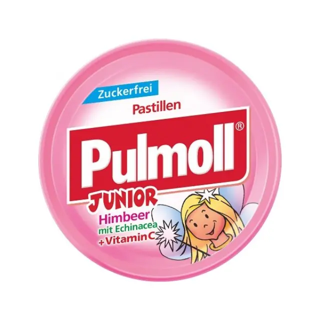 Pulmoll Junior Καραμέλες για Παιδιά με Βατόμουρο, Εχινάκεια & Βιταμίνη C Καταπραΰνουν το Λαιμό - Χωρίς Ζάχαρη, 45gr