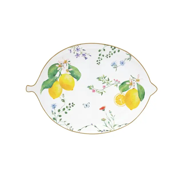 Easy Life Fleurs et Citrons Πιάτελα Κουπέ 25x18cm Πορσελάνινη