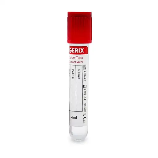 Vacutainer Βιοχημικών – Clot Activator, Κόκκινο Πώμα, PET, Serix (100 τεμ.) 4ml