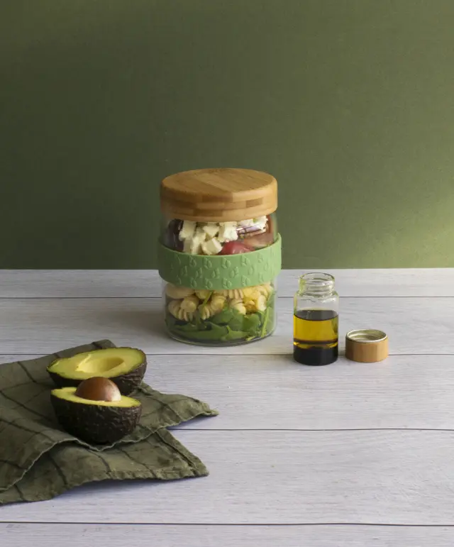 Pebbly To Go Set Of Lunch + Dressing Glass Jar 2