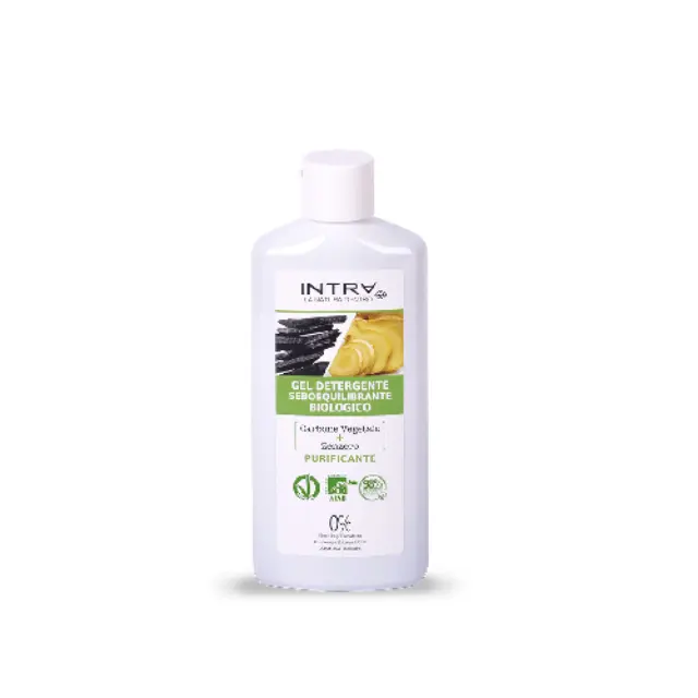 Intra Organic Purificante Charcoal & Ginger Cleansing Gel Καθαριστικό Προσώπου για Λιπαρό Δέρμα, 200ml