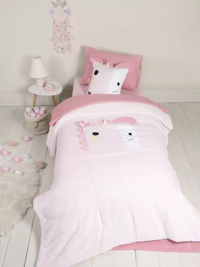 Κουβερτοπάπλωμα 160x220 Μονό Nima Unicora Pink 100% Πολυέστερ