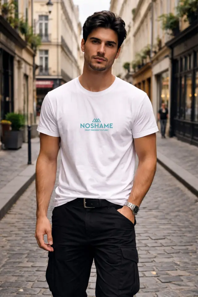 T-shirt Noshame® Λευκό με τύπωμα - 112516 - XXL