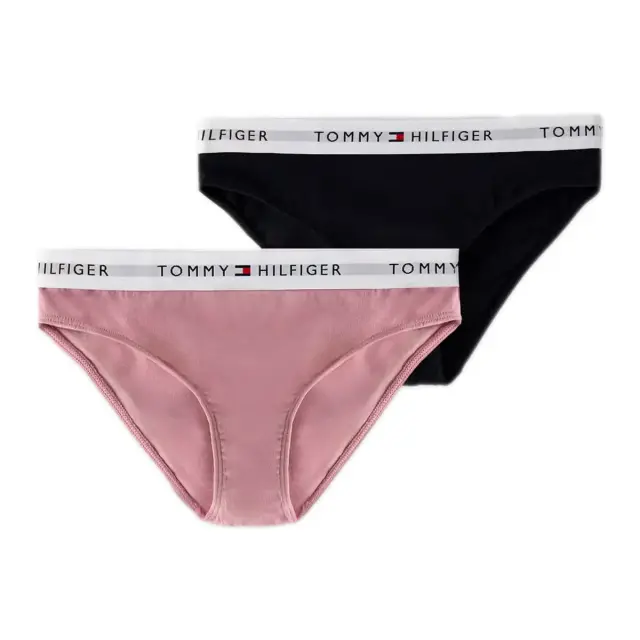 Tommy Hilfiger Παιδικό Slip Κορίτσι Signature Logo Waistband - Διπλό Πακέτο, Χρώμα Navy Blue-Little Rosey 3