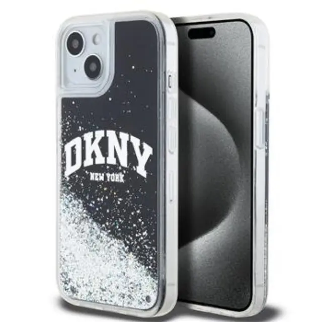 DKNY Liquid Glitter Arch Logo Case for iPhone 14 Black