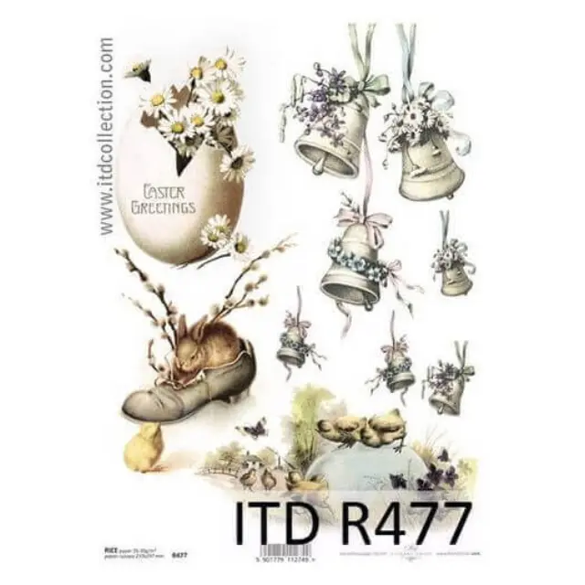 Ριζόχαρτο Πασχαλινό ITD, 21x29cm, Καμπάνες R477
