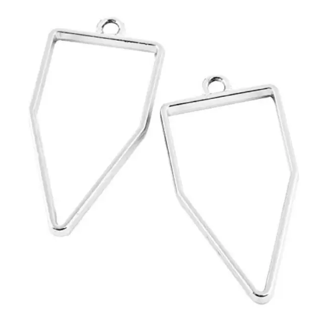 Μεταλλικό Κρεμαστό Open Back - Polygon - 45x22x3.5mm - Platinum - 4τεμ