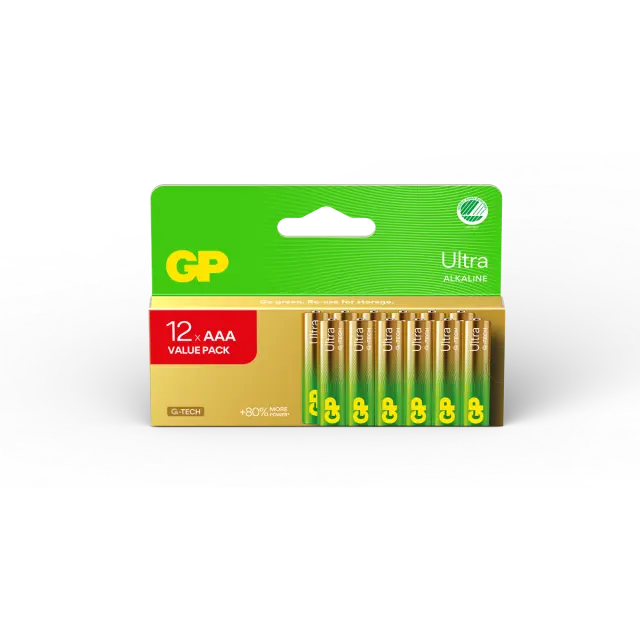 GP - Ultra Alkaline Battery, Size AAA, 24AU/LR03, 1.5V (12-pack) - Electronics