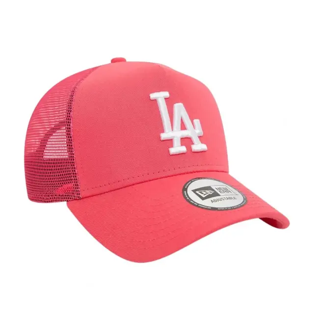 New Era LA Dodgers League Essential Pink A-Frame Trucker Cap 2