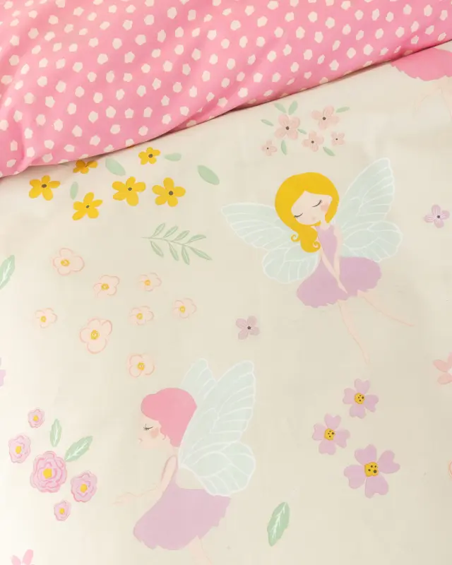Nima Kids Σετ Σεντόνια Ημίδιπλα - Fairielle Μπεζ, Ροζ 2