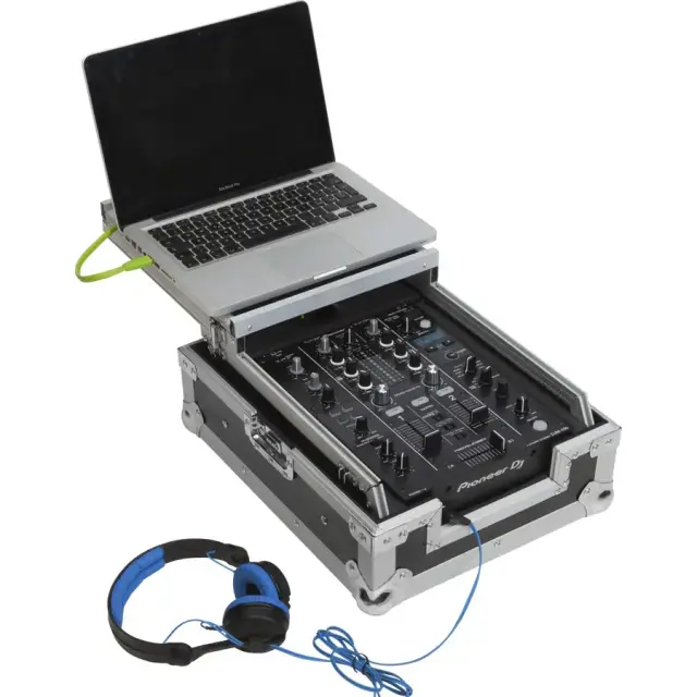 WALKASSE WM-10MLTSGL Flight Case Multi format CDJ/MIXER 10 inchs Silver (Laptop Stand).