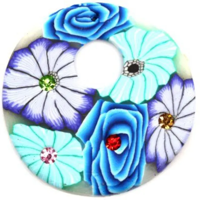 Fimo Κρεμαστό Blue Circle 37mm w Hole