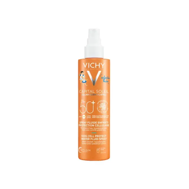 Vichy Capital Soleil Cell Protect Water Fluid Spray SPF50+ Παιδικό Αντηλιακό Σπρέι για Πρόσωπο & Σώμα, 200ml