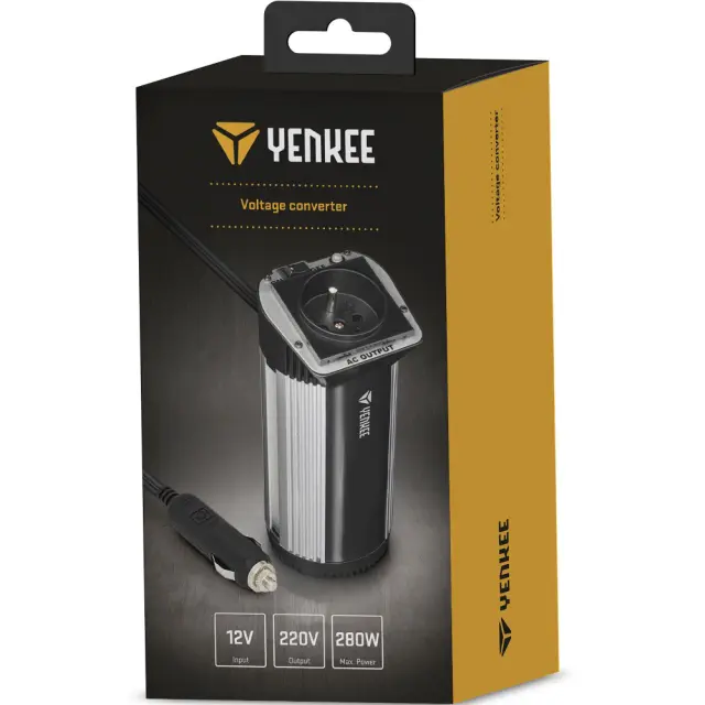 Φορτιστής Μετατροπέας 12V σε 240V Αυτοκινήτου Yenkee YAU 140 με 1 Έξοδο Σούκο 280W και Διακόπτη Ασφαλείας 2