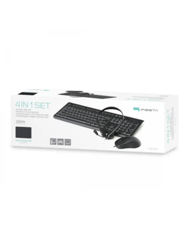PLATINET 4 IN 1 HOME OFFICE WIRED SET MOUSE, KEYBOARD, MOUSE PAD, HEADPHONES WITH MIC