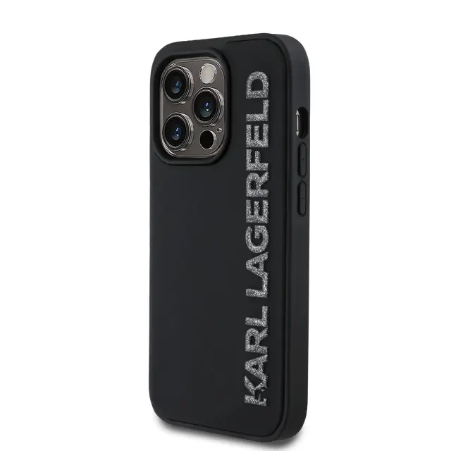 Karl Lagerfeld 3D Rubber Glitter Logo Case for iPhone 13 Pro Black 2