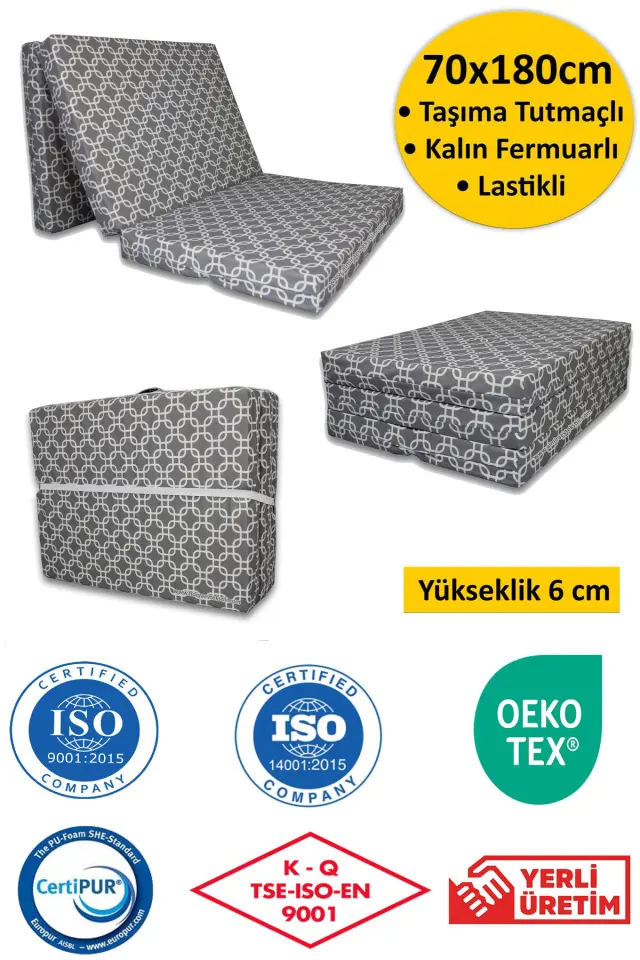 Stewehome Πτυσσόμενο στρώμα αφρού με καρό κάλυμμα 180x70x6 cm