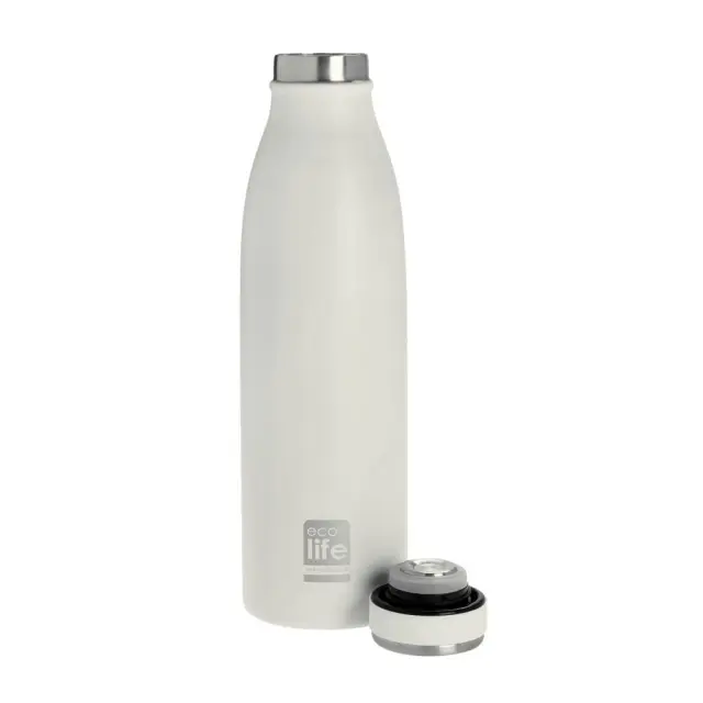 Ecolife® - Μεταλλικό Μπουκάλι Θερμός 500ml- White Slim (33-BO-3039). 2