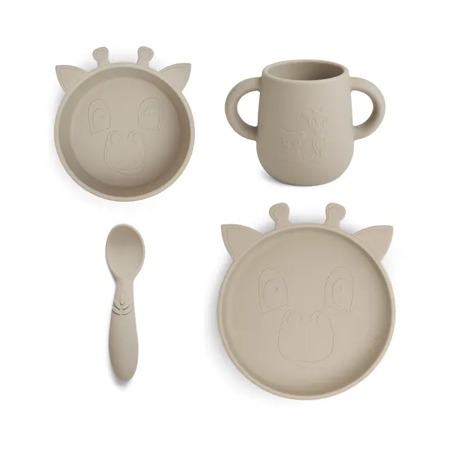 Nuuroo - Lykke silicone dinner set - 4 pack - Cobblestone