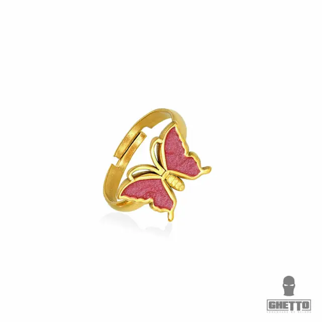 Ghetto Butterfly Shaped Adjustable Gold Ring Red